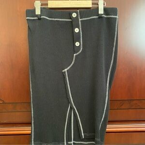 Moschino Jeans Black Cotton Stretch Pencil Skirt with White Trim
